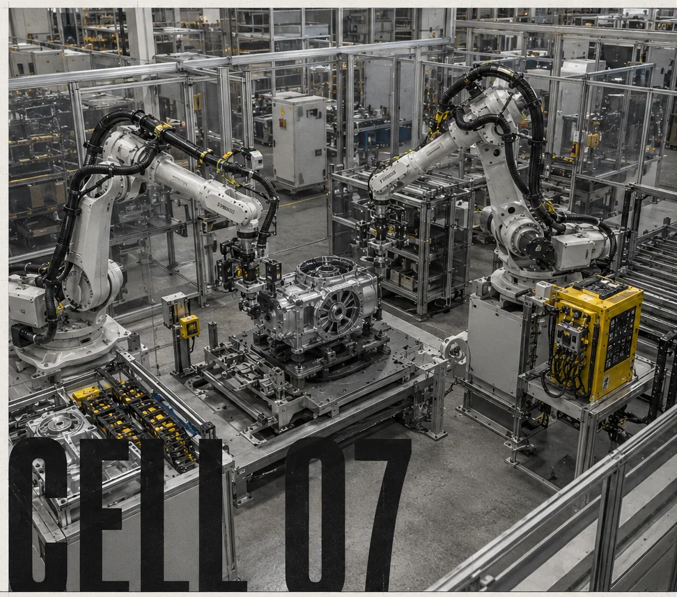 CELL 07 — E-drive assembly cell with twin robots